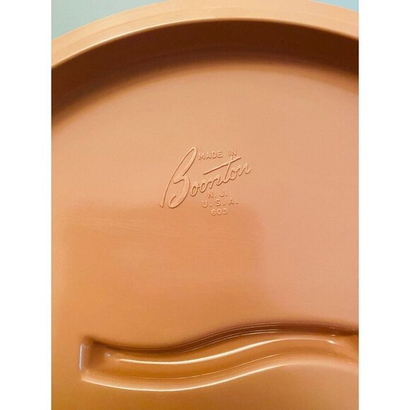 Vintage Boonton Covered Serving Bowl, Gray Bowl with Pink Lid, Serving Bowl - Picture 7 of 9